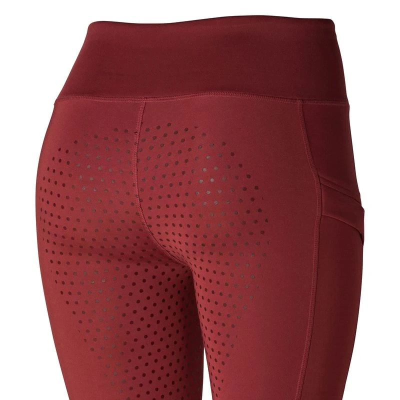 Horze Women's Gwen Full Seat Leggings W/Mesh - Dark Red 2 Horze Women's Gwen Full Seat Leggings W/Mesh - Dark Red - Image 2