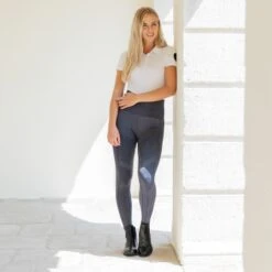 Horze Women's Vanessa Slimming Seamless Tights - Denim Blue -Tack Of The Day Store 476776 800 800