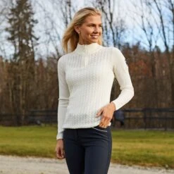 B Vertigo Women's Ruth Knitted 1/4 Zip Sweater - Egret White -Tack Of The Day Store 476908 800 800