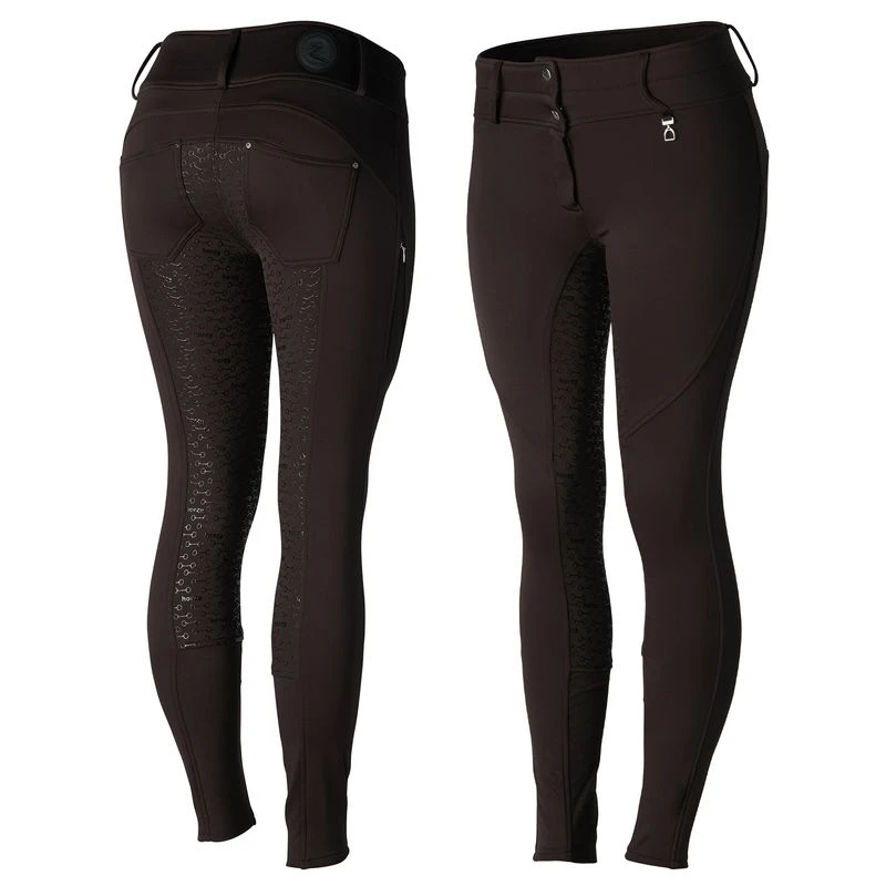 Horze Women's Rhea Full Seat Thermo Breeches W/Back Pockets - After Dark Brown 1 Horze Women's Rhea Full Seat Thermo Breeches W/Back Pockets - After Dark Brown