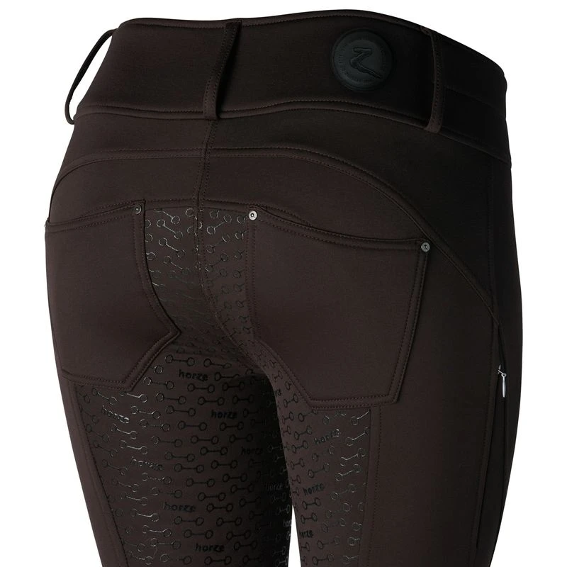 Horze Women's Rhea Full Seat Thermo Breeches W/Back Pockets - After Dark Brown 2 Horze Women's Rhea Full Seat Thermo Breeches W/Back Pockets - After Dark Brown - Image 2