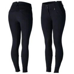Horze Women's Angela High Waist Silicone Knee Patch Breeches - Dark Navy