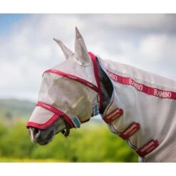 Rambo Fly Mask Plus - Oatmeal/Cherry/Peach/Blue