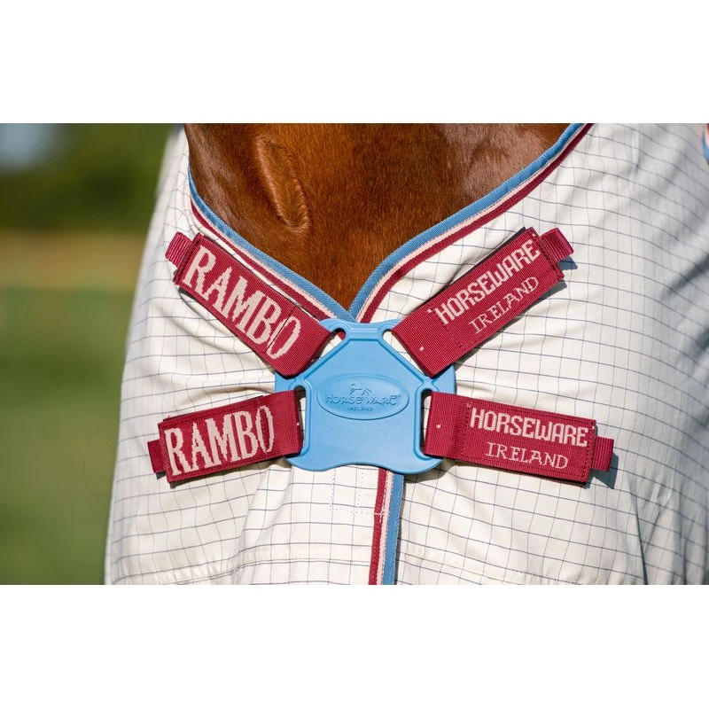 Rambo Optimo Supreme Summer Sheet - Navy Check/Cherry/Peach/Blue 3 Rambo Optimo Supreme Summer Sheet - Navy Check/Cherry/Peach/Blue - Image 3