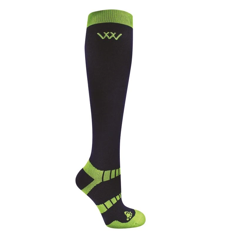 Woof Wear Winter Riding Sock 2 Pairs - Navy/Lime 1 Woof Wear Winter Riding Sock 2 Pairs - Navy/Lime