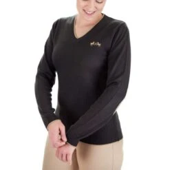 Equine Couture Women's Morgan V Neck Sweater - Charcoal