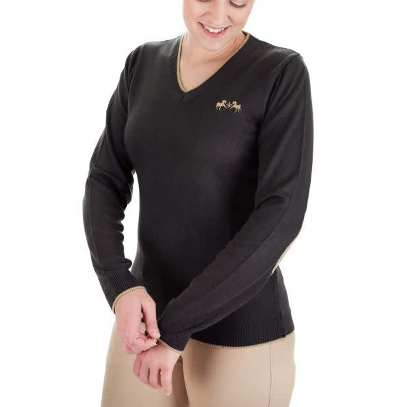 Equine Couture Women's Morgan V Neck Sweater - Charcoal 1 Equine Couture Women's Morgan V Neck Sweater - Charcoal