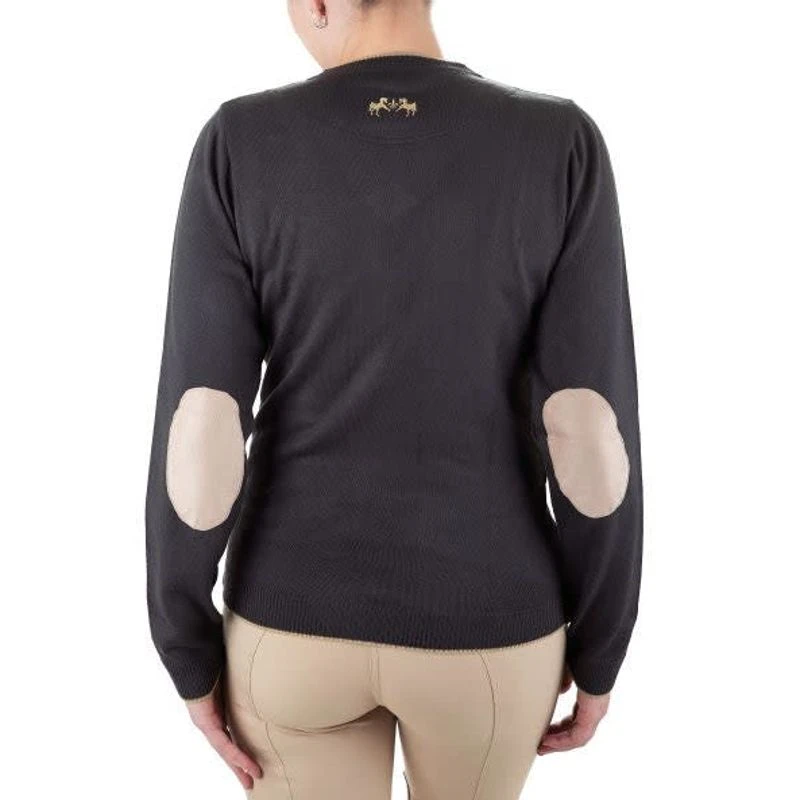 Equine Couture Women's Morgan V Neck Sweater - Charcoal 2 Equine Couture Women's Morgan V Neck Sweater - Charcoal - Image 2