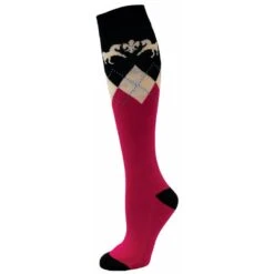 Equine Couture Women's Hadley Knee Hi Socks - Hot Pink/Navy