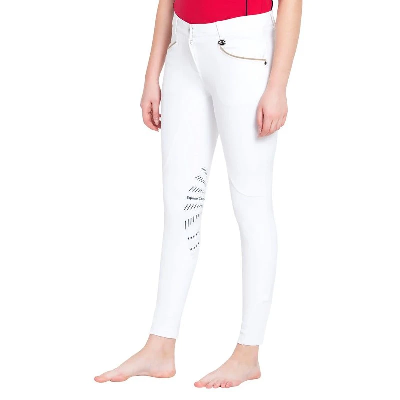 Equine Couture Women's Lille Knee Patch Breeches - White 1 Equine Couture Women's Lille Knee Patch Breeches - White