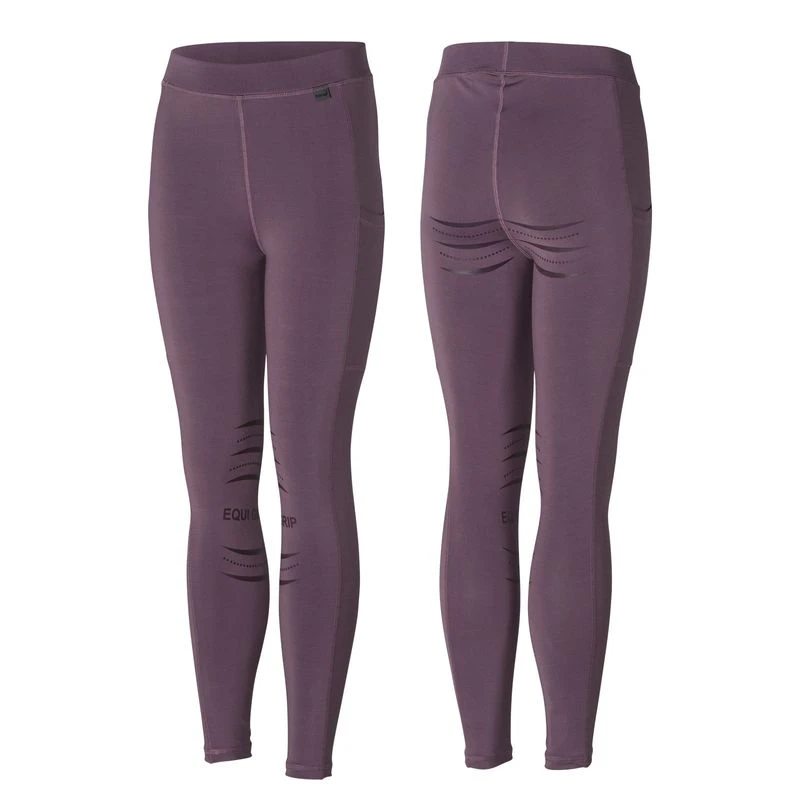 Horze Kids' Full Seat Tights W/Silicone Grip - Montana Grape Purple 1 Horze Kids' Full Seat Tights W/Silicone Grip - Montana Grape Purple