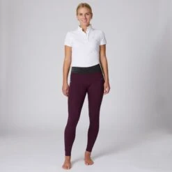 Horze Women's Winter Tights W/Black Glitter - Dark Red -Tack Of The Day Store 498796 800 800