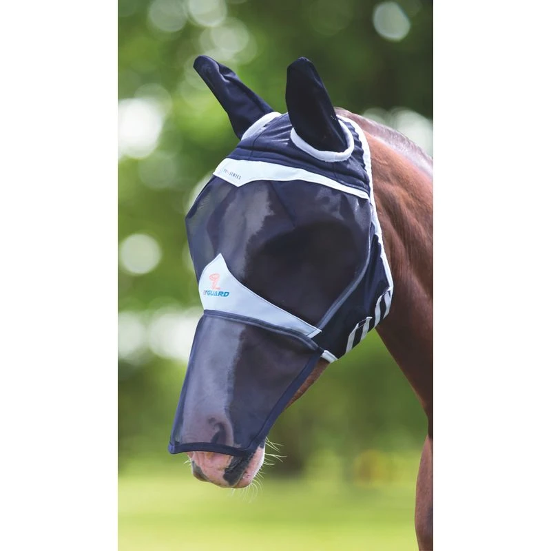 Shires Fine Mesh Fly Mask W/Ears & Nose - Black 1 Shires Fine Mesh Fly Mask W/Ears & Nose - Black