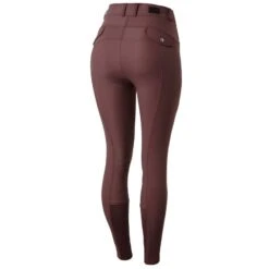 Horze Women's Andrea Slimming Knee Patch Breeches - Red Mahogany Burgundy