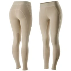 Horze Women's Madison Silicone Grip Knee Patch Tights - Tan