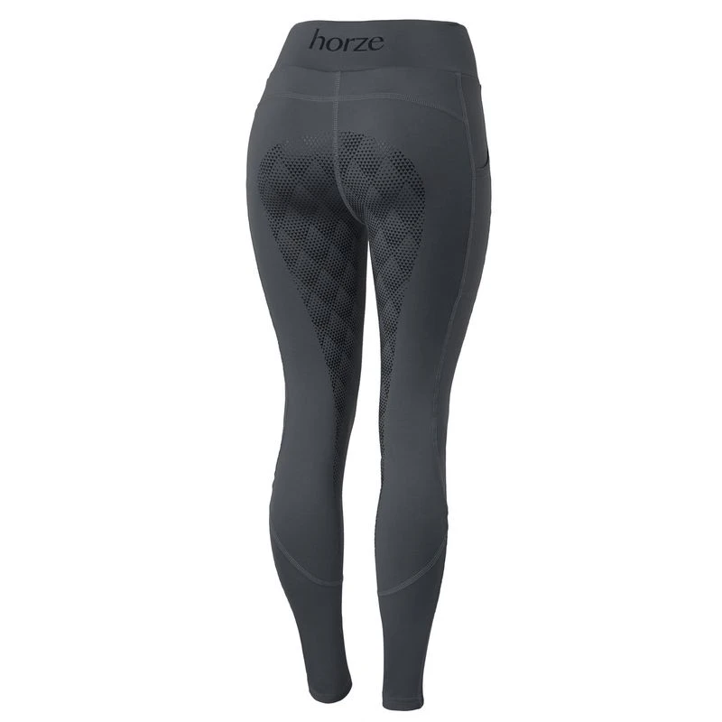 Horze Women's High Waist Full Seat Tights W/Phone Pocket - Shadow Grey 1 Horze Women's High Waist Full Seat Tights W/Phone Pocket - Shadow Grey