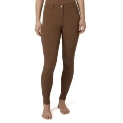 Horze Women's Anna Summer Full Seat Breeches W/Phone Pocket - Bison Dark Brown -Tack Of The Day Store 530981 800 800