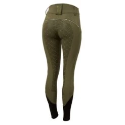 Horze Women's Callie High Waist Breeches W/Piping - Dark Green