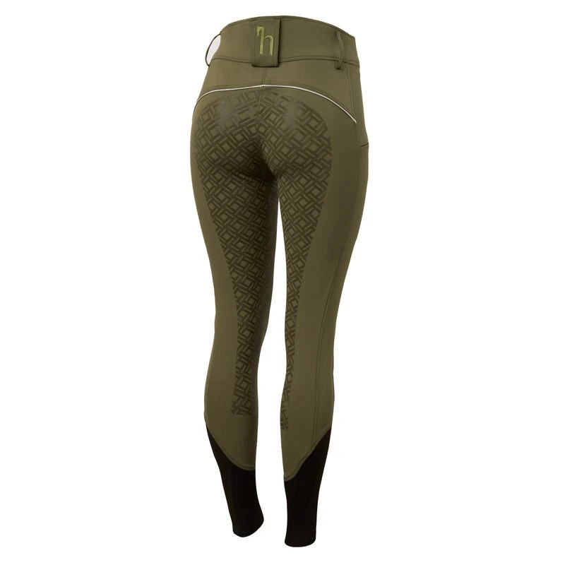 Horze Women's Callie High Waist Breeches W/Piping - Dark Green 1 Horze Women's Callie High Waist Breeches W/Piping - Dark Green