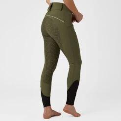 Horze Women's Callie High Waist Breeches W/Piping - Dark Green 7 Horze Women's Callie High Waist Breeches W/Piping - Dark Green -Tack Of The Day Store 531463 800 800