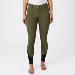 Horze Women's Callie High Waist Breeches W/Piping - Dark Green 8 Horze Women's Callie High Waist Breeches W/Piping - Dark Green -Tack Of The Day Store 531464 800 800