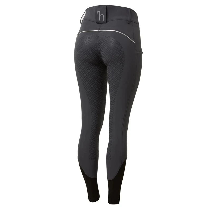 Horze Women's Callie High Waist Breeches W/Piping - Shadow Grey 1 Horze Women's Callie High Waist Breeches W/Piping - Shadow Grey
