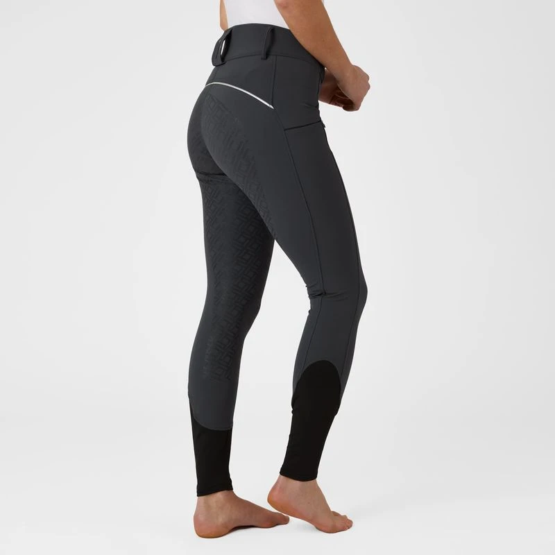 Horze Women's Callie High Waist Breeches W/Piping - Shadow Grey 3 Horze Women's Callie High Waist Breeches W/Piping - Shadow Grey - Image 3