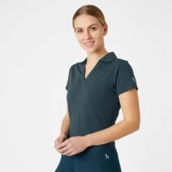 Horze Women's Kia V Neck Polo - Reflecting Pond -Tack Of The Day Store 531615 800 800