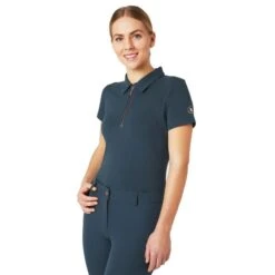 Horze Women's Lia Organic Cotton Polo - Obscure Night Dark Blue -Tack Of The Day Store 531735 800 800