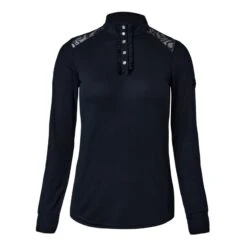 Horze Women's Sianna Long Sleeved Show Shirt W/ Lace Shoulders - Dark Navy