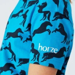 Horze Kids' Micky Organic Cotton Tee Shirt - Hawaiian Blue -Tack Of The Day Store 532419 800 800