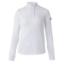 Horze Women's Sianna Long Sleeved Show Shirt W/ Lace Shoulders - White