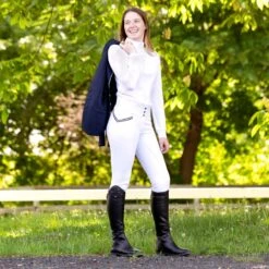 Horze Women's Sianna Long Sleeved Show Shirt W/ Lace Shoulders - White -Tack Of The Day Store 532556 800 800