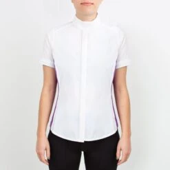 Irideon Kids' Athena Short Sleeve Show Shirt - Bright White/Purple Hibiscus