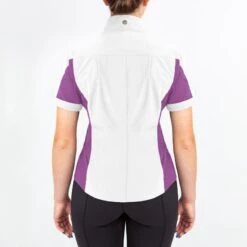 Irideon Kids' Athena Short Sleeve Show Shirt - Bright White/Purple Hibiscus -Tack Of The Day Store 540315 800 800