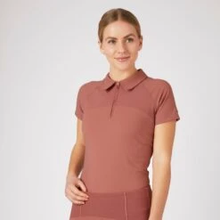 Horze Women's Ciandra V-Neck Technical Training Shirt - Light Mahogany 10 Horze Women's Ciandra V-Neck Technical Training Shirt - Light Mahogany -Tack Of The Day Store 541927 800 800
