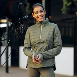 Horze Women's Annika Hybrid Anorak - Olivine Green -Tack Of The Day Store 542453 800 800