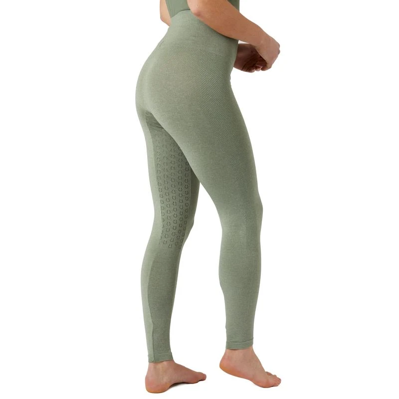 Horze Women's Naomi Seamless Full Seat Tights - Olivine Green 4 Horze Women's Naomi Seamless Full Seat Tights - Olivine Green - Image 4