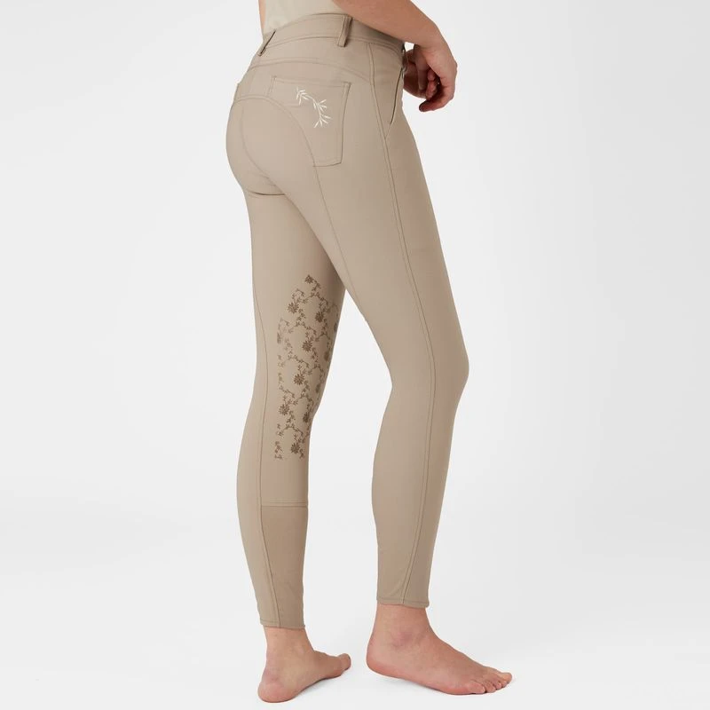 Horze Women's Kaitlin Knee Patch Breeches - Plaza Taupe Light Brown 4 Horze Women's Kaitlin Knee Patch Breeches - Plaza Taupe Light Brown - Image 4