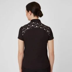 Horze Women's Kaitlin Short Sleeved Performance Shirt W/ Flower Print - After Dark Brown -Tack Of The Day Store 543518 800 800