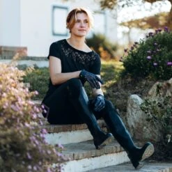 B Vertigo Women's Natalia Boat Neck Shirt W/Lace Detail - Dark Navy 7 B Vertigo Women's Natalia Boat Neck Shirt W/Lace Detail - Dark Navy -Tack Of The Day Store 543910 800 800