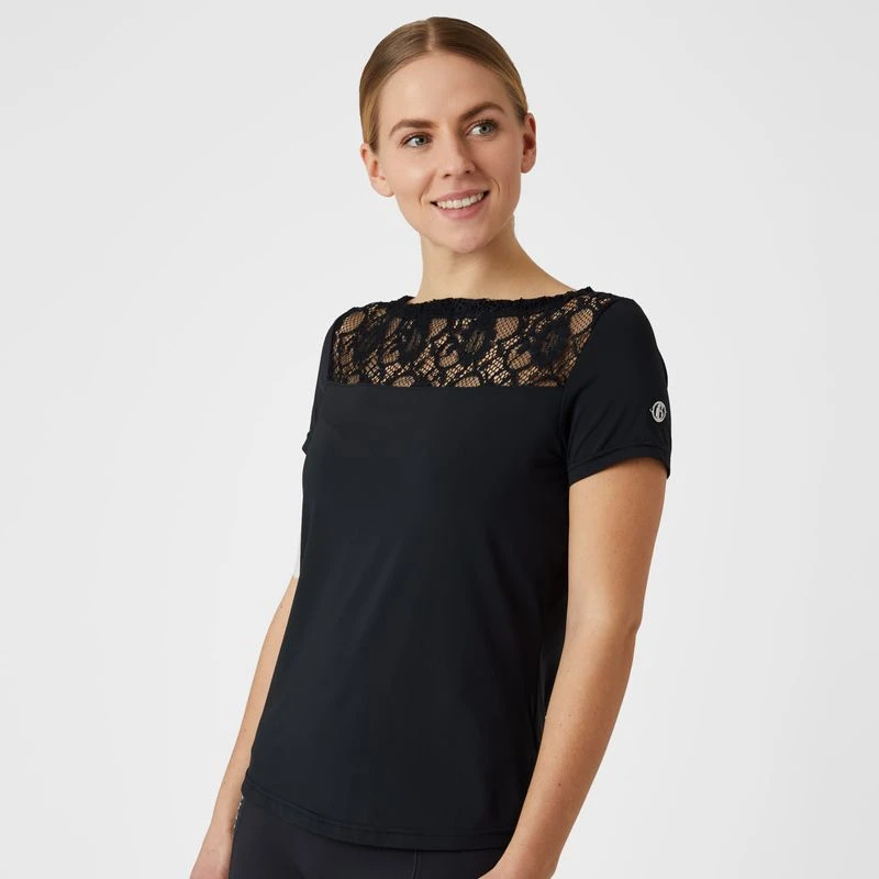 B Vertigo Women's Natalia Boat Neck Shirt W/Lace Detail - Dark Navy 5 B Vertigo Women's Natalia Boat Neck Shirt W/Lace Detail - Dark Navy - Image 5