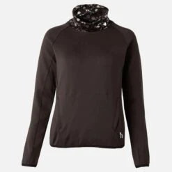 Horze Women's Kaitlin Turtleneck Sweater W/ Flower Design - After Dark Brown