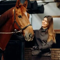 Horze Women's Kaitlin Turtleneck Sweater W/ Flower Design - After Dark Brown 11 Horze Women's Kaitlin Turtleneck Sweater W/ Flower Design - After Dark Brown -Tack Of The Day Store 544265 800 800