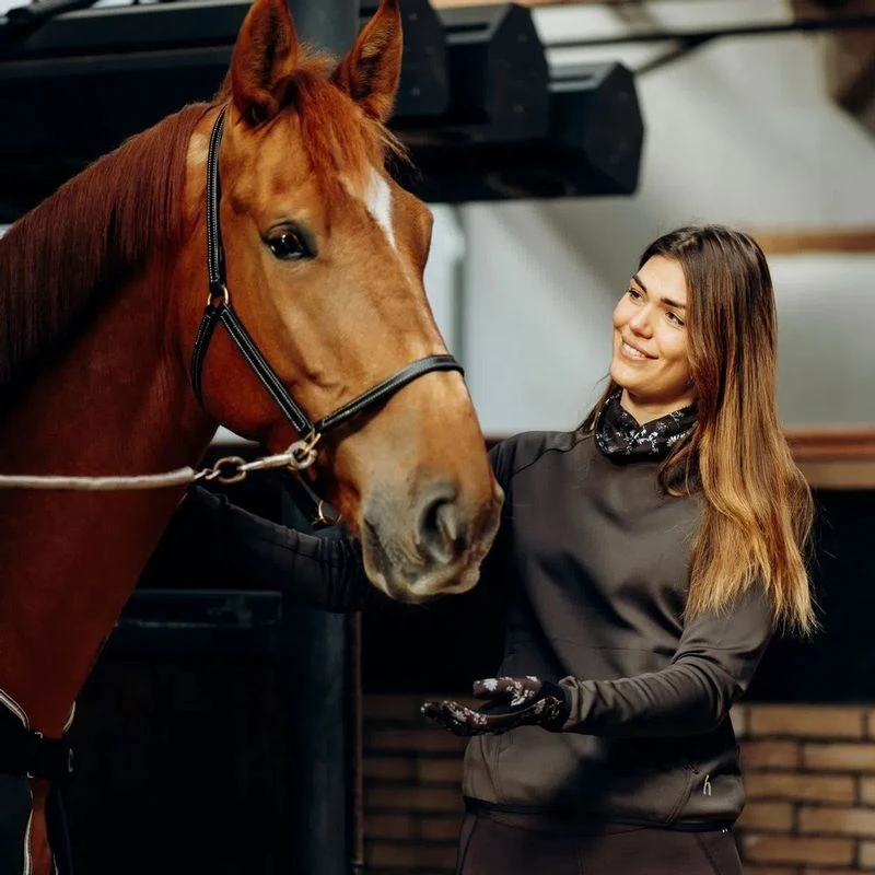 Horze Women's Kaitlin Turtleneck Sweater W/ Flower Design - After Dark Brown 6 Horze Women's Kaitlin Turtleneck Sweater W/ Flower Design - After Dark Brown - Image 6