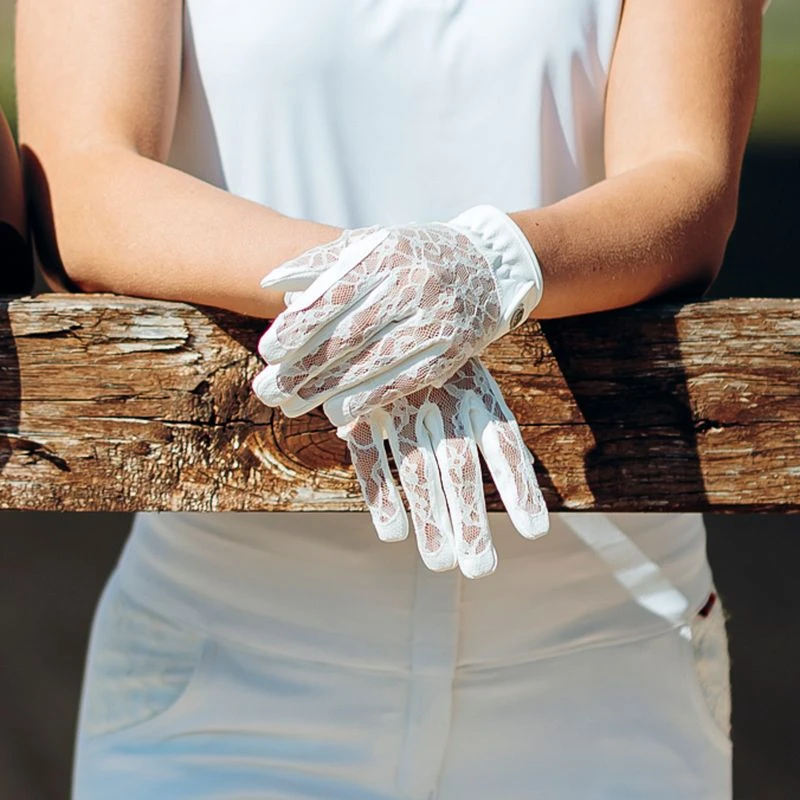 B Vertigo Women's Cooling Lace Riding Gloves - White 3 B Vertigo Women's Cooling Lace Riding Gloves - White - Image 3