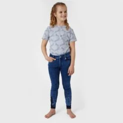Horze Kids' Allison Full Seat Denim Breeches - Lead Blue -Tack Of The Day Store 545056 800 800