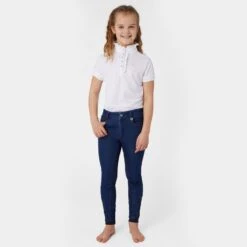 Horze Kids' Allison Full Seat Denim Breeches - Denim Blue -Tack Of The Day Store 545080 800 800
