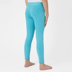 Horze Kids' Marlee Pull-on Full Seat Tights W/Contrast Stitching - Aqua Blue 7 Horze Kids' Marlee Pull-on Full Seat Tights W/Contrast Stitching - Aqua Blue -Tack Of The Day Store 548136 800 800