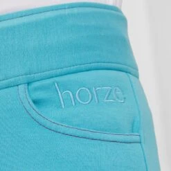 Horze Kids' Marlee Pull-on Full Seat Tights W/Contrast Stitching - Aqua Blue 9 Horze Kids' Marlee Pull-on Full Seat Tights W/Contrast Stitching - Aqua Blue -Tack Of The Day Store 548138 800 800